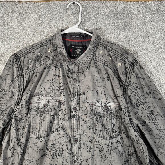 Tranquility Mayhem Shirt XL Western Studded Moto Punk Rockstar Grunge Goth Edgy - Picture 9 of 16